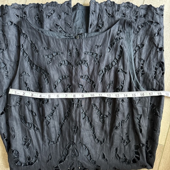 Chetta B Black Sheath Linen Lace Midi Dress - Picture 5 of 5